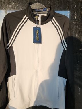Polo Golf by Ralph Lauren Women's Black & White Zip-Front Jacket